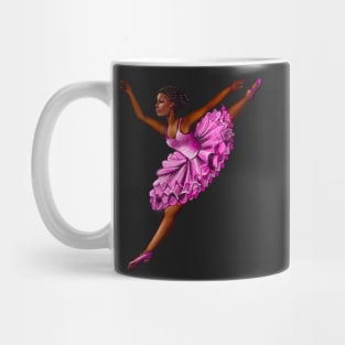 Black ballerina with corn rows ballet dancing ! beautiful  black girl with Afro hair and dark brown skin wearing a pink tutu.Hair love ! Mug